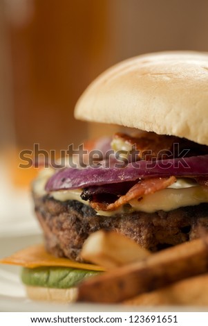 Closed up image of a yummy burger sandwich
