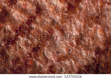 Macro image of a grilled hamburger patty