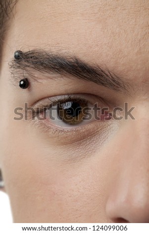 Cropped image of young man with eyebrow piercing
