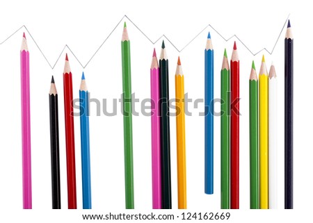 Image of scattered colored pencils over the white surface