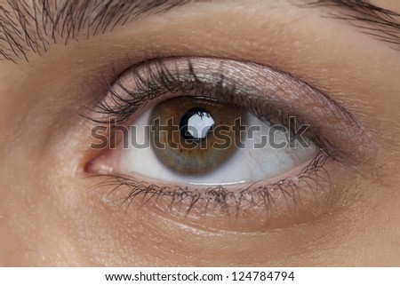 Close up shot of a human eye in deep thoughts