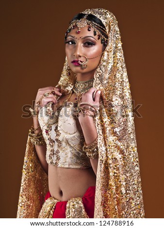 Portrait of a beautiful young Indian bride posing
