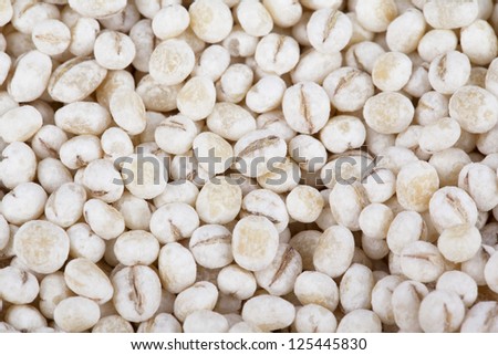 Close-up shot of stack of white food grains.