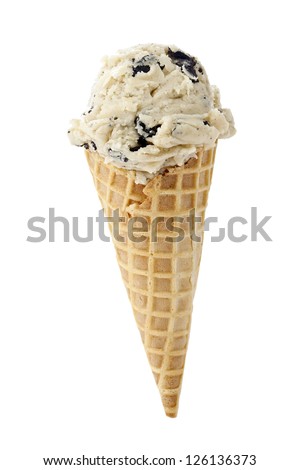 An image of an ice cream cone cookie flavored against white background