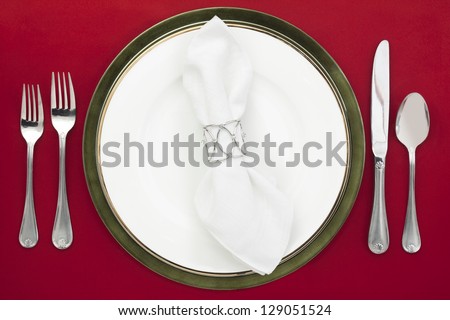 Dinner setting in a top view image
