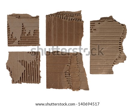 Image of pieces of corrugated cardboard isolated on a white background