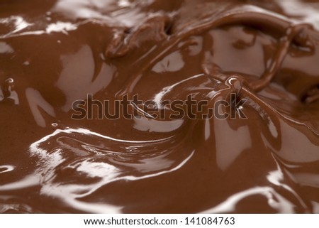 Close-up image of a melted milk chocolate