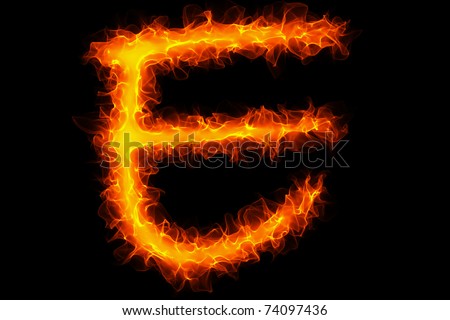 the letter e graffiti. stock photo : Fire letter e
