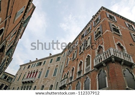 Ancient historians decorated palaces typical of Venice in Italy