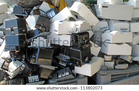 Obsolete counters of electricity thrown in waste landfill