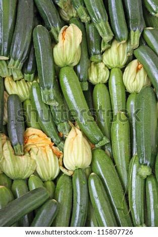 fresh green zucchini in your parts for sale at vegetable market