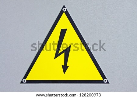 safety sign of attention to electrical energy and danger of electrocution