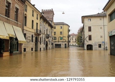 roads and streets of the city submerged by the mud of the flood after the flooding of the River