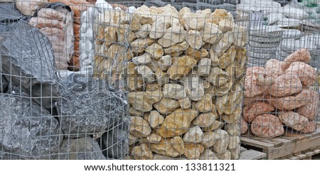 stones to decorate the gardens for sale in building material shop
