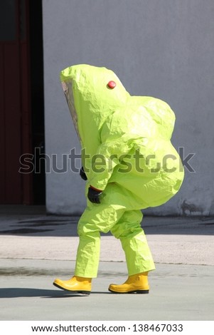 Fireman with a suit for protection from the risk of biological and radioactive pollution