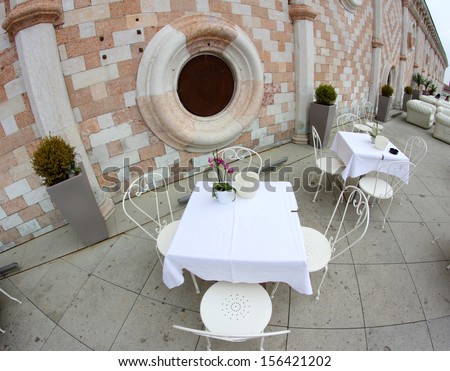 outdoor bar tables above the basilica palladiana in vicenza