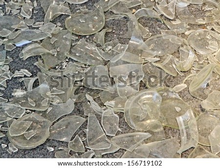 broken glass and shards of glass jars and cutting risk