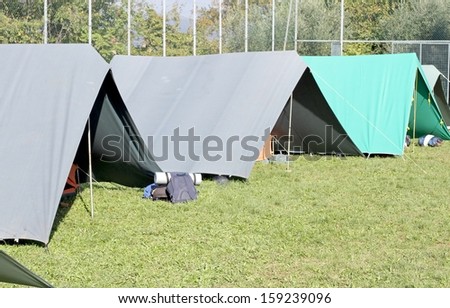 Canadian tents set up in a campground in Meadow Green