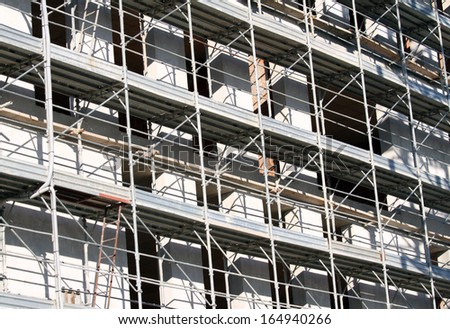 detail of the scaffold building for the construction of buildings in the construction site