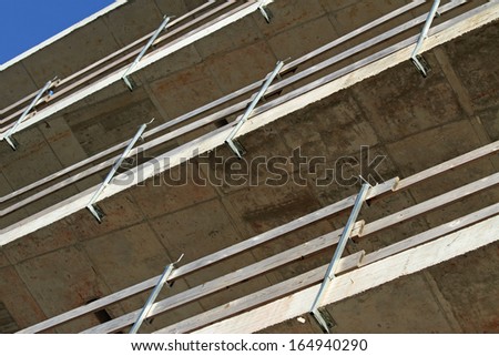 detail of fall protection Rails in the building under construction on a construction site