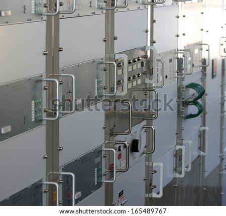 industrial electrical panel in a factory for the production of mechanical parts in the plant