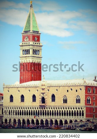 Campanile of St. Mark and the Doge\'s Palace in Venice in Italy