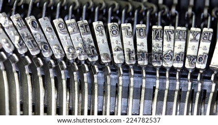 steel hammers for writing with an ancient manual typewriter