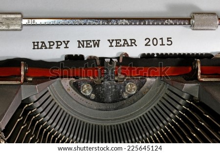 Happy new year 2015 written with black ink with the typewriter
