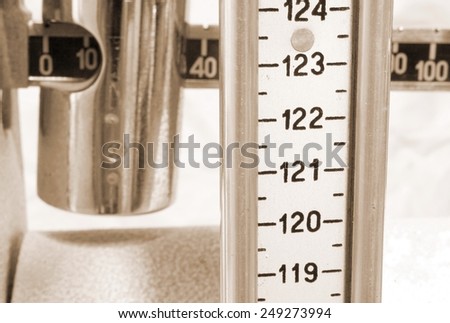 meter to measure the weight and height of patients