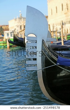 gondolas on the water in venice italy near saint mark square
