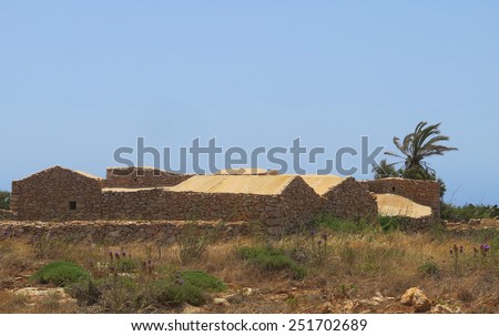 Ancient peasant houses made of stone in Sicily Italy