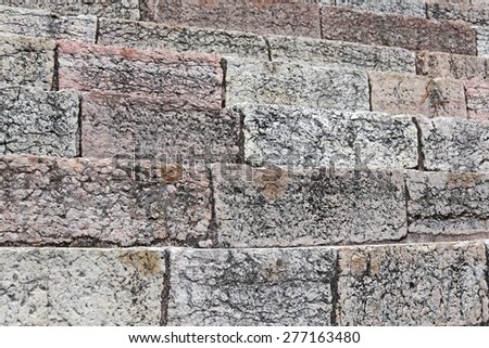 detail of the ancient limestone steps of Roman Arena di Verona in Italy