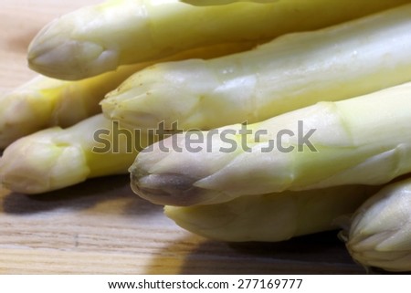 luscious mature white asparagus tips for sale from greengrocers in spring