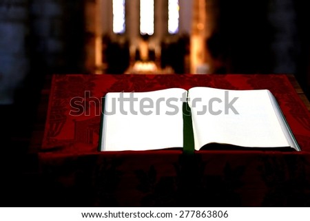 old Missal, prayer book, inside the Church