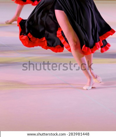 legs of the dancers during the performance of flamenco dance