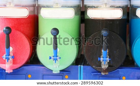 italian shave ice machine with many colored flavors and iced