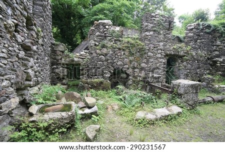 abandoned old water mill to grind flour in old farm