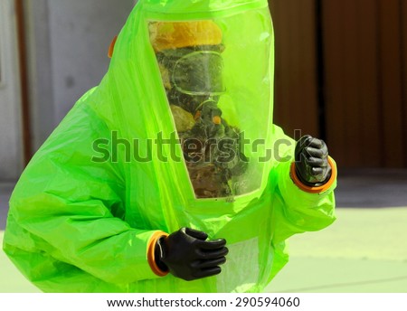 person with protective suit, anti-glare to avoid counting by  viruses