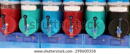 shave ice machine with many colored flavors and iced