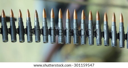 machine gun bullets ready to be fired during the war