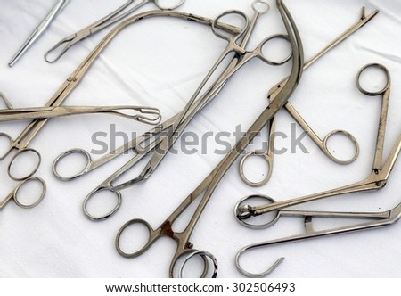 rusted pliers scissors and other ancient medical instruments used during the world wars