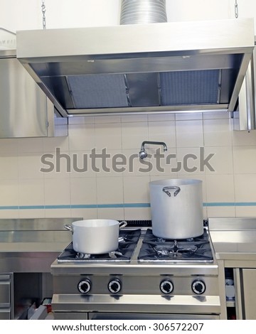 large industrial kitchen cooker and the Exhaust hood