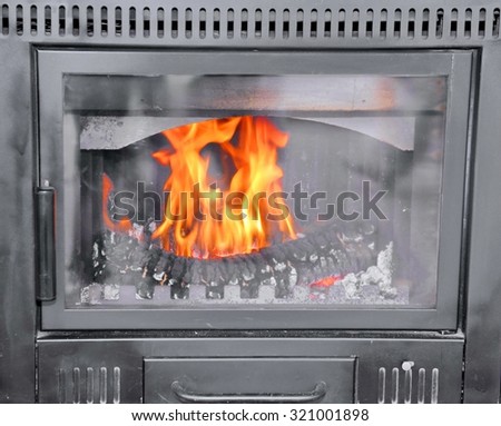 modern wood-burning stove to heat House in winter