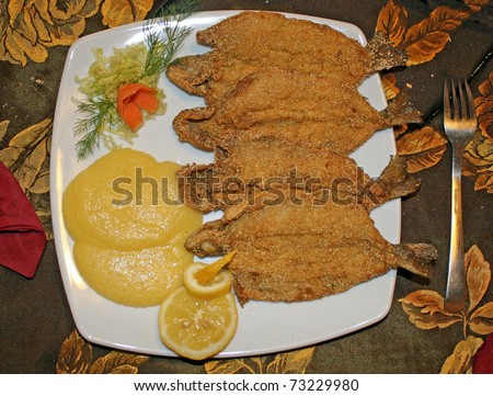 trout and fried fish served in an elegant Italian restaurant