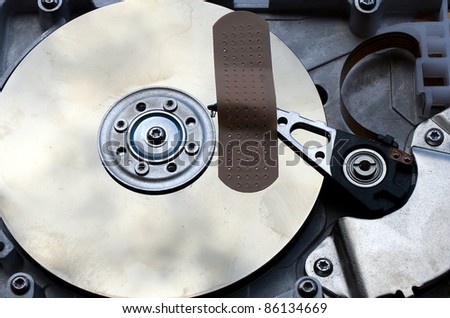 repair of a broken hard disk with a patch