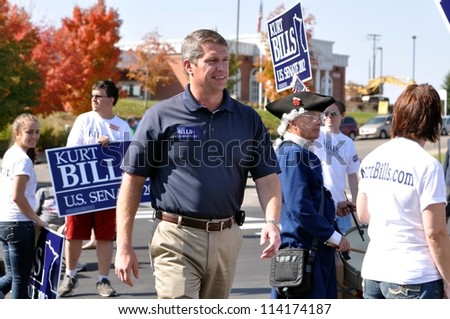 PLYMOUTH, MN. - SEPT. 29:  Kurt Bills, the Republican candidate for US Senate in Minnesota, marches in the Plymouth Parade on September 29, 2012, in Plymouth, Minnesota.