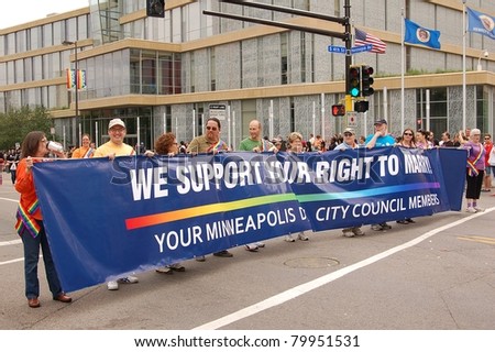 MINNEAPOLIS - JUNE 26:  Minneapolis City Council Members show their support for same-sex marriage in the Twin Cities Gay Pride Parade on June 26, 2011 in Minneapolis, Minnesota.