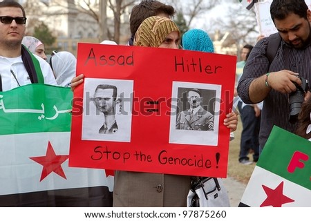 MINNEAPOLIS - MARCH 17:  An Unidentified Participant at a global demonstration to mark the first year of the Syrian Revolution, on March 17, 2102 in Minneapolis.