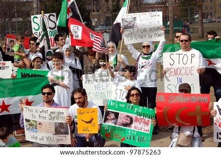 MINNEAPOLIS - MARCH 17:    Unidentified Participants at a global demonstration to mark the first year of the Syrian Revolution, on March 17, 2102 in Minneapolis.