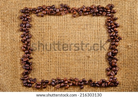 Coffee frame on burlap bag